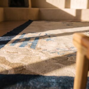 Antique Ivory Wool Chinese - Peking Knotted 1930s Small Scatter Size Rectangle Rug (SKU 25510) - in-room detail