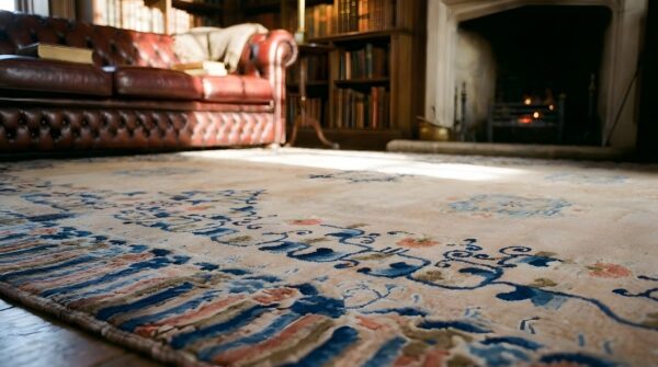 Ivory antique chinese hand knotted wool pile peking area rug 6 Ivory antique chinese hand knotted wool pile peking area rug (sku 23256) - in-room detail