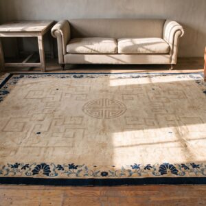 Ivory Chinese - Peking Room Size Rectangle Wool 1890s Knotted Antique Rug (SKU 22807) - room view