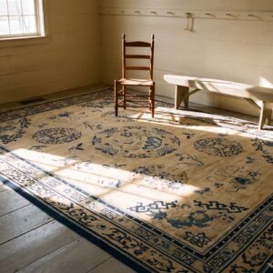 Wool Ivory Chinese Antique Room Size - Peking 1920s Rectangle Knotted Rug (SKU 25537) - room view