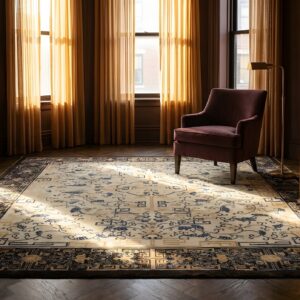 Antique Ivory Cloud Band Design Chinese Room Size Peking Rug (SKU 23782) - room view