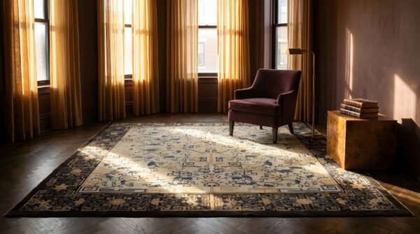 Antique ivory cloud band design chinese room size peking rug 8 Antique ivory cloud band design chinese room size peking rug (sku 23782) - room view