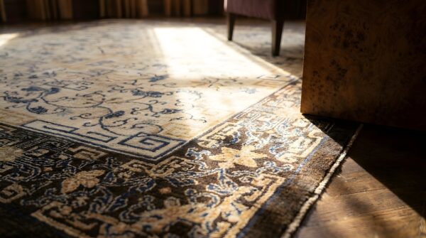 Antique ivory cloud band design chinese room size peking rug 9 Antique ivory cloud band design chinese room size peking rug (sku 23782) - in-room detail