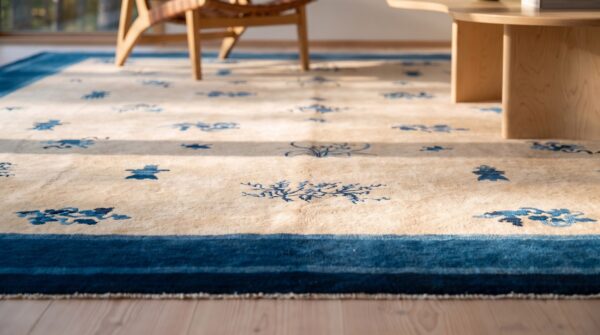 Ivory color antique late 19th century room size floral chinese peking carpet 13 Ivory color antique late 19th century room size floral chinese peking carpet (sku 23304) - in-room detail