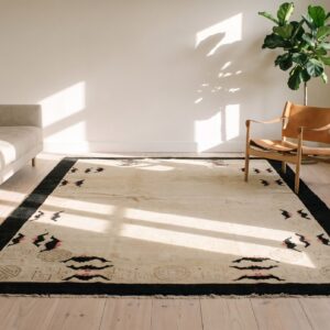 Antique Ivory Color Open Field Chinese Bats Border Peking Rug (SKU 20346) - room view