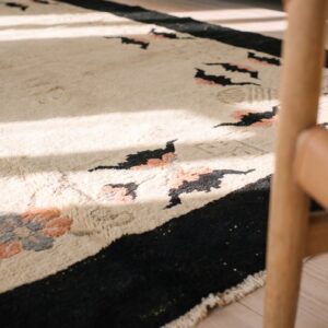 Antique Ivory Color Open Field Chinese Bats Border Peking Rug (SKU 20346) - in-room detail