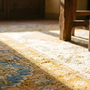 Ivory Color Square Shape Allover Arts and Crafts Antique Turkish Oushak Rug (SKU 25363) - in-room detail