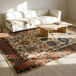 Antique Ivory Color Tribal Large Scale Design Persian Bakshaish Carpet (SKU 23887) - room view