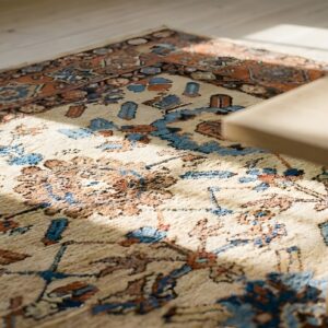 Antique Ivory Color Tribal Large Scale Design Persian Bakshaish Carpet (SKU 23887) - in-room detail