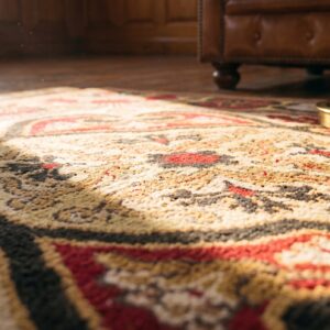 Ivory Cream Color European Floral Design Antique English Needlepoint Carpet (SKU 19591) - in-room detail