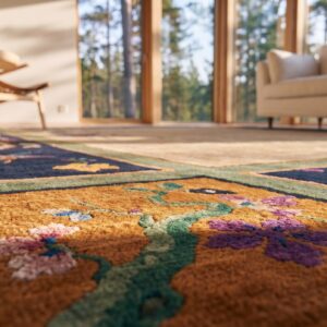 Ivory Cream Open Field Antique Chinese Art Deco Room Size Carpet (SKU 25554) - in-room detail