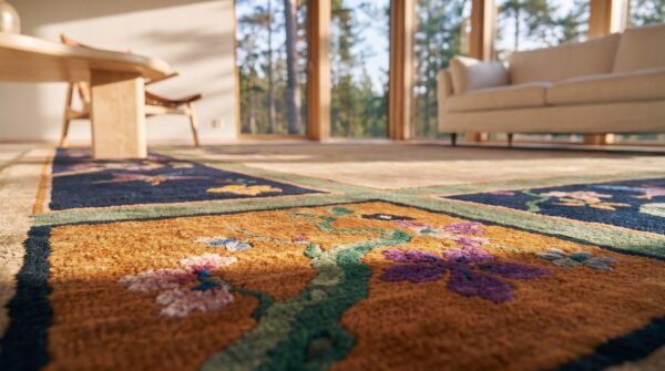 Ivory cream open field antique chinese art deco room size carpet 8 Ivory cream open field antique chinese art deco room size carpet (sku 25554) - in-room detail