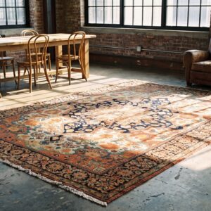 Ivory Antique Floral Medallion Design Small Persian Sarouk Farahan Rug (SKU 20764) - room view
