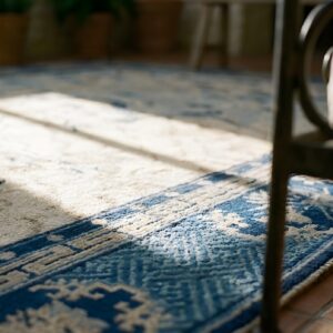 Antique Ivory Hallway Runner Wool Chinese - Peking 1890s Knotted Rectangle Rug (SKU 23464) - in-room detail