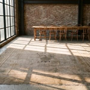 Antique Ivory Minimalist Vase Pattern Square Chinese Peking Rug (SKU 19995) - room view