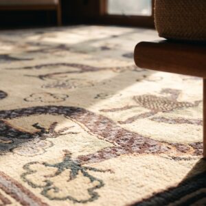 Ivory Antique Mongolian Dragon Design Room Size Chinese Carpet (SKU 19655) - in-room detail