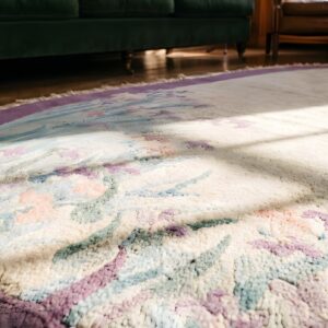 Ivory Antique Open Field Chinese Art Deco Oval Shape Area Rug (SKU 22186) - in-room detail