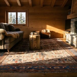 Antique Ivory Persian Room Size Allover Tribal Pattern Sultanabad Rug (SKU 25595) - room view