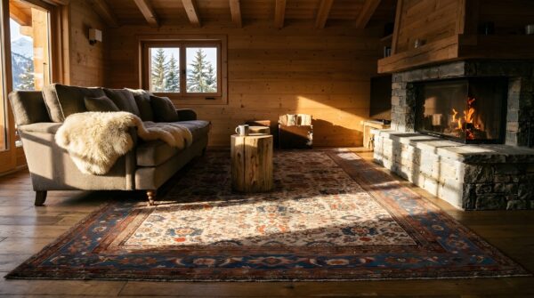 Antique ivory persian room size allover tribal pattern sultanabad rug 5 Antique ivory persian room size allover tribal pattern sultanabad rug (sku 25595) - room view