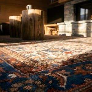 Antique Ivory Persian Room Size Allover Tribal Pattern Sultanabad Rug (SKU 25595) - in-room detail