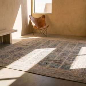 Ivory Room Size American Hooked 1890s Wool Antique Rug (SKU 20139) - room view