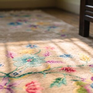 Antique Ivory Room Size Knotted Chinese - Art Deco Wool Rectangle 1920s Rug (SKU 25534) - in-room detail