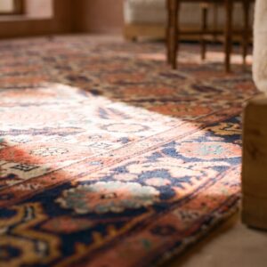 Antique Ivory Room Size Tribal Mina Khani Design Persian Sultanabad Rug (SKU 25524) - in-room detail