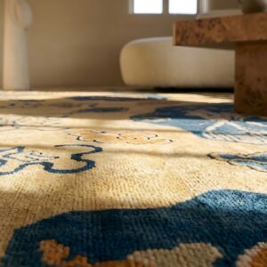 Ivory Antique Scenic Animal Cloud Band Pictorial Chinese Scholars Design Peking Area Rug (SKU 23823) - in-room detail