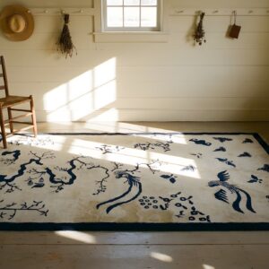 Ivory Scenic Bird of Paradise Antique Chinese Bat Cloud Band Design Peking Rug (SKU 25319) - room view