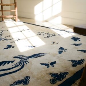 Ivory Scenic Bird of Paradise Antique Chinese Bat Cloud Band Design Peking Rug (SKU 25319) - in-room detail
