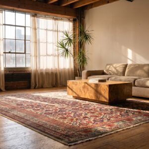Ivory Small Size Antique Tribal Persian Malayer Scatter Area Rug (SKU 20458) - room view