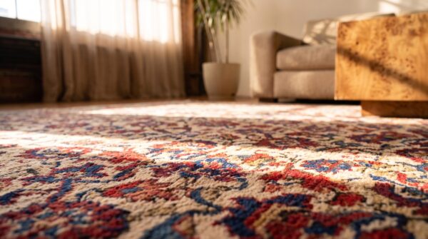 Ivory small size antique tribal persian malayer scatter area rug 4 Ivory small size antique tribal persian malayer scatter area rug (sku 20458) - in-room detail