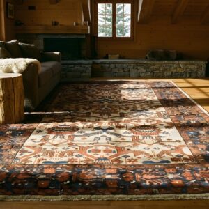 Ivory Tribal Allover Design Antique Persian Wool Pile Bakshaish Rug (SKU 23841) - room view