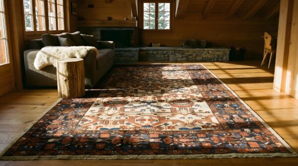Ivory tribal allover design antique persian wool pile bakshaish rug 7 Ivory tribal allover design antique persian wool pile bakshaish rug (sku 23841) - room view