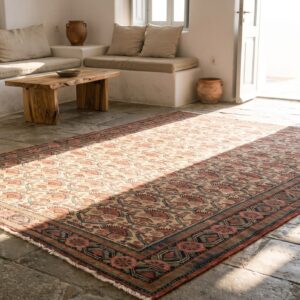 Ivory Antique Tribal Allover Pattern Persian Hand Knotted Malayer Rug (SKU 21562) - room view