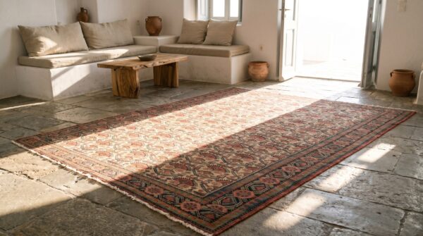 Ivory antique tribal allover pattern persian hand knotted malayer rug 5 Ivory antique tribal allover pattern persian hand knotted malayer rug (sku 21562) - room view