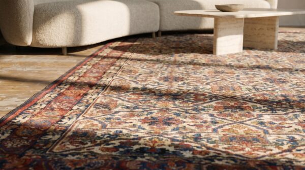 Ivory tribal antique mid 19th century northwest persian gallery rug 13 Ivory tribal antique mid 19th century northwest persian gallery rug (sku 18084) - in-room detail