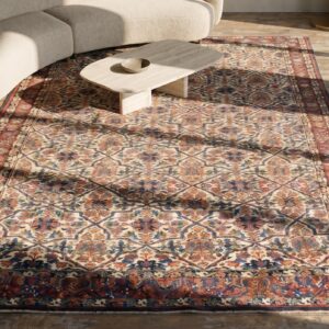 Ivory Tribal Antique Mid 19th Century Northwest Persian Gallery Rug (SKU 18084) - styled overhead view