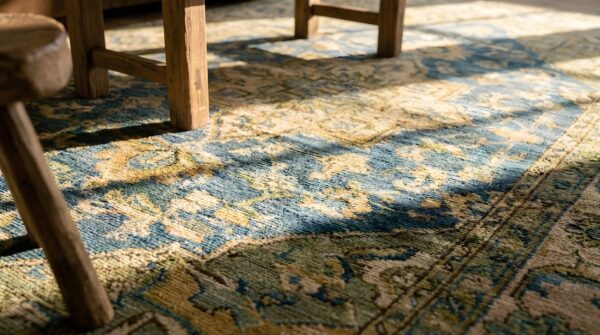 Antique japanese small scatter size cotton ivory rug 11 Antique japanese small scatter size cotton ivory rug (sku 25628) - in-room detail