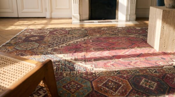 Antique jerusalem carpet israel knotted rug 13 Antique jerusalem carpet israel knotted rug (sku 19640) - in-room detail