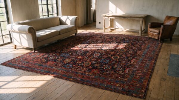 Jewel tone antique tribal persian harshang design room size bidjar rug 10 Jewel tone antique tribal persian harshang design room size bidjar rug (sku 20199) - room view