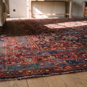 Jewel Tone Antique Tribal Persian Harshang Design Room Size Bidjar Rug (SKU 20199) - in-room detail