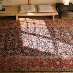 Antique Joshaqan Persian Knotted Rug (SKU 21516) - styled overhead view