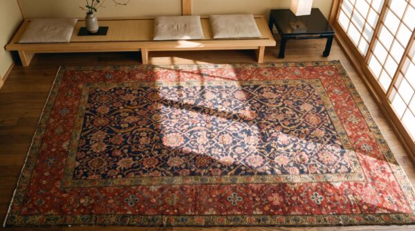 Antique joshaqan persian knotted rug 2 Antique joshaqan persian knotted rug (sku 21516) - styled overhead view