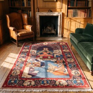 Antique Kashan Small Scatter Size Wool Blue Rug (SKU 21842) - room view