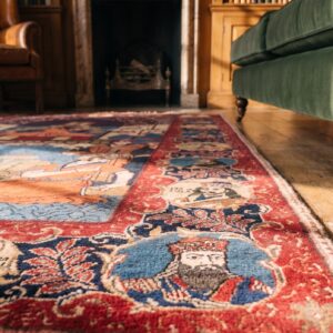 Antique Kashan Small Scatter Size Wool Blue Rug (SKU 21842) - in-room detail
