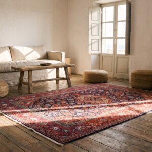 Antique Kashan Small Scatter Size Wool & Silk Blue Rug (SKU 22210) - room view