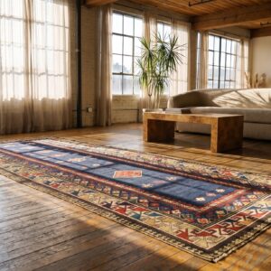 Antique Kazak Caucasian Blue 1880s Hallway Runner Rug (SKU 21711) - room view