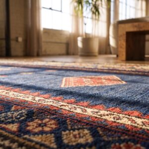 Antique Kazak Caucasian Blue 1880s Hallway Runner Rug (SKU 21711) - in-room detail