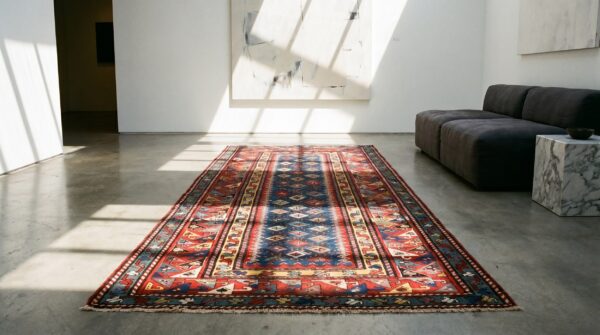 Antique kazak hallway runner wool blue rug 5 Antique kazak hallway runner wool blue rug (sku 19959) - room view